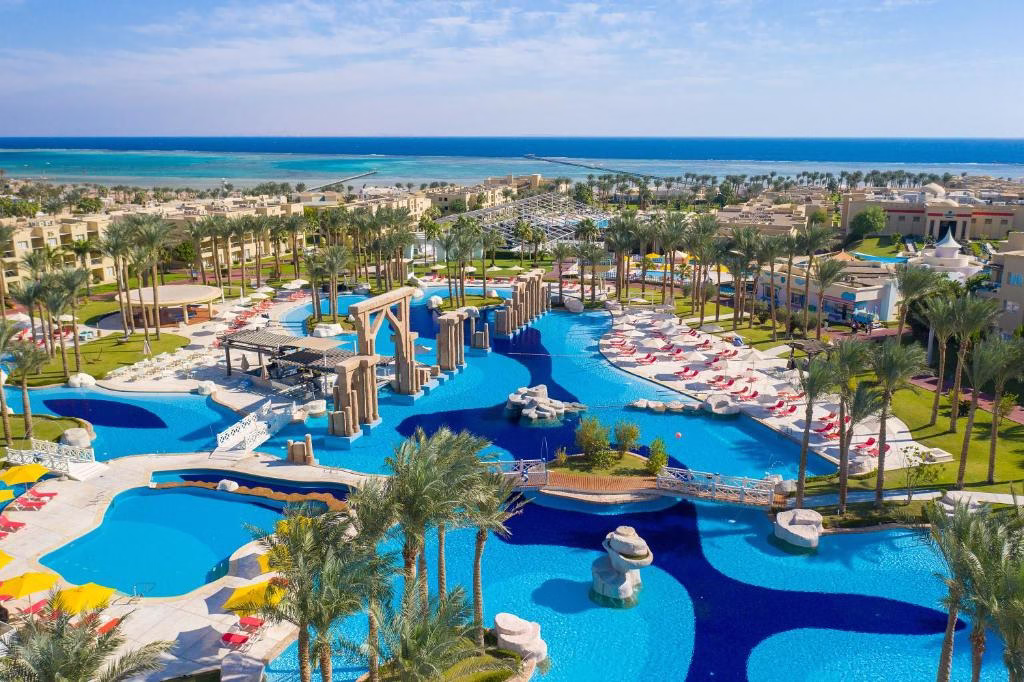 an aerial view of the water park at the resort at Rixos Premium Seagate in Sharm El Sheikh