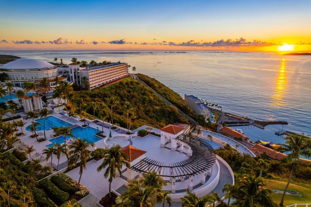 an aerial view of the resort and the ocean at El Conquistador Resort - Puerto Rico in Fajardo