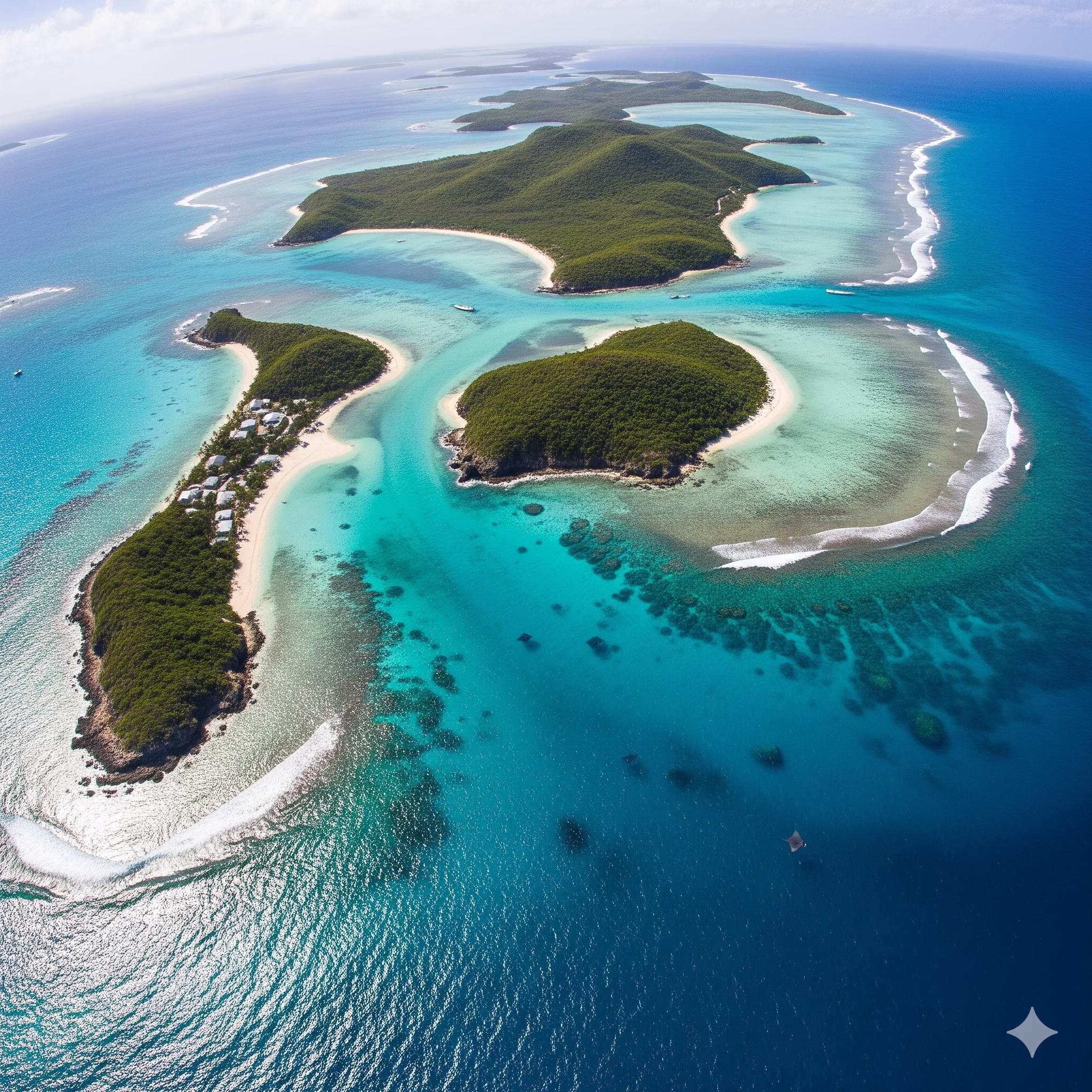 Aerial view of multiple Caribbean islands