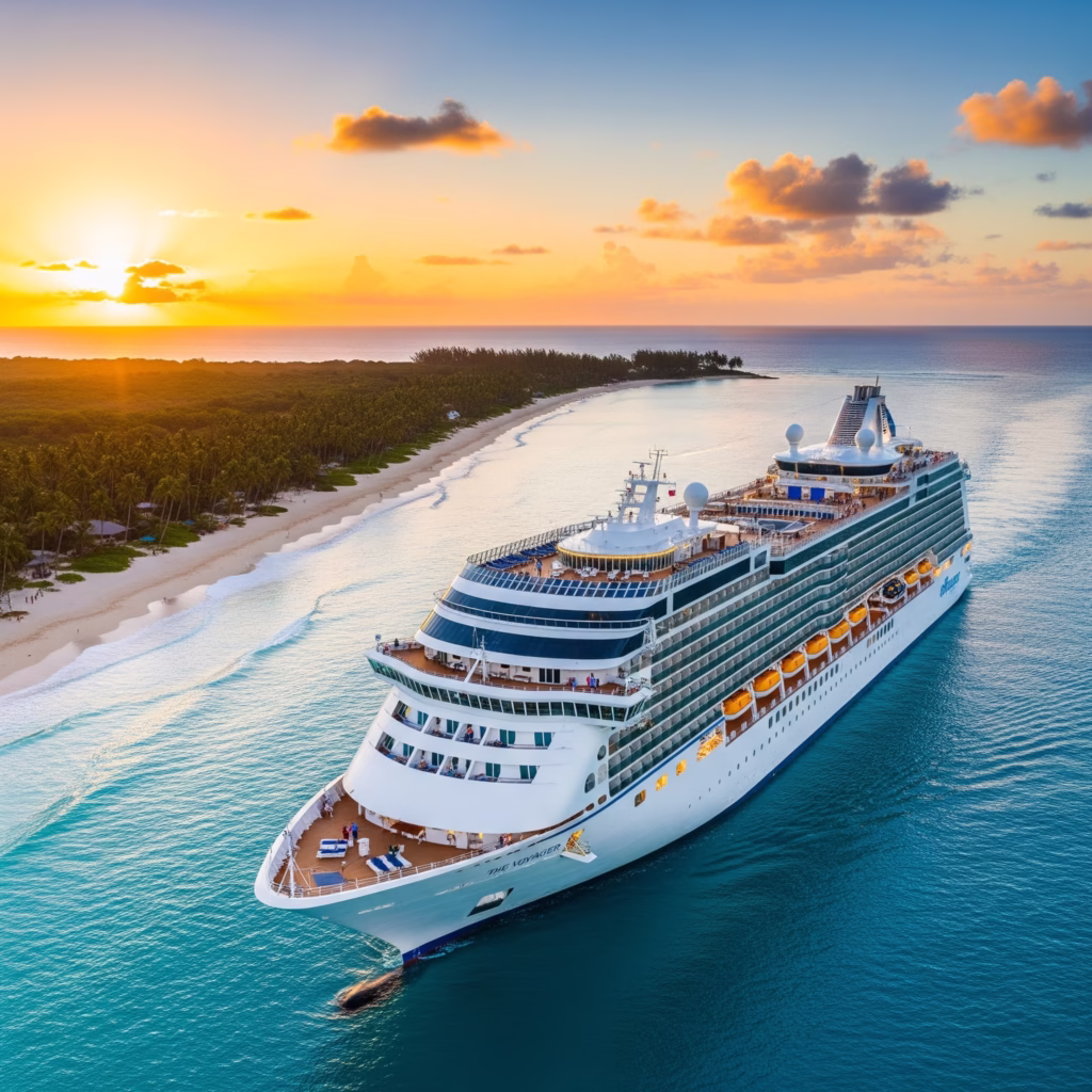 Cruise ship off beach