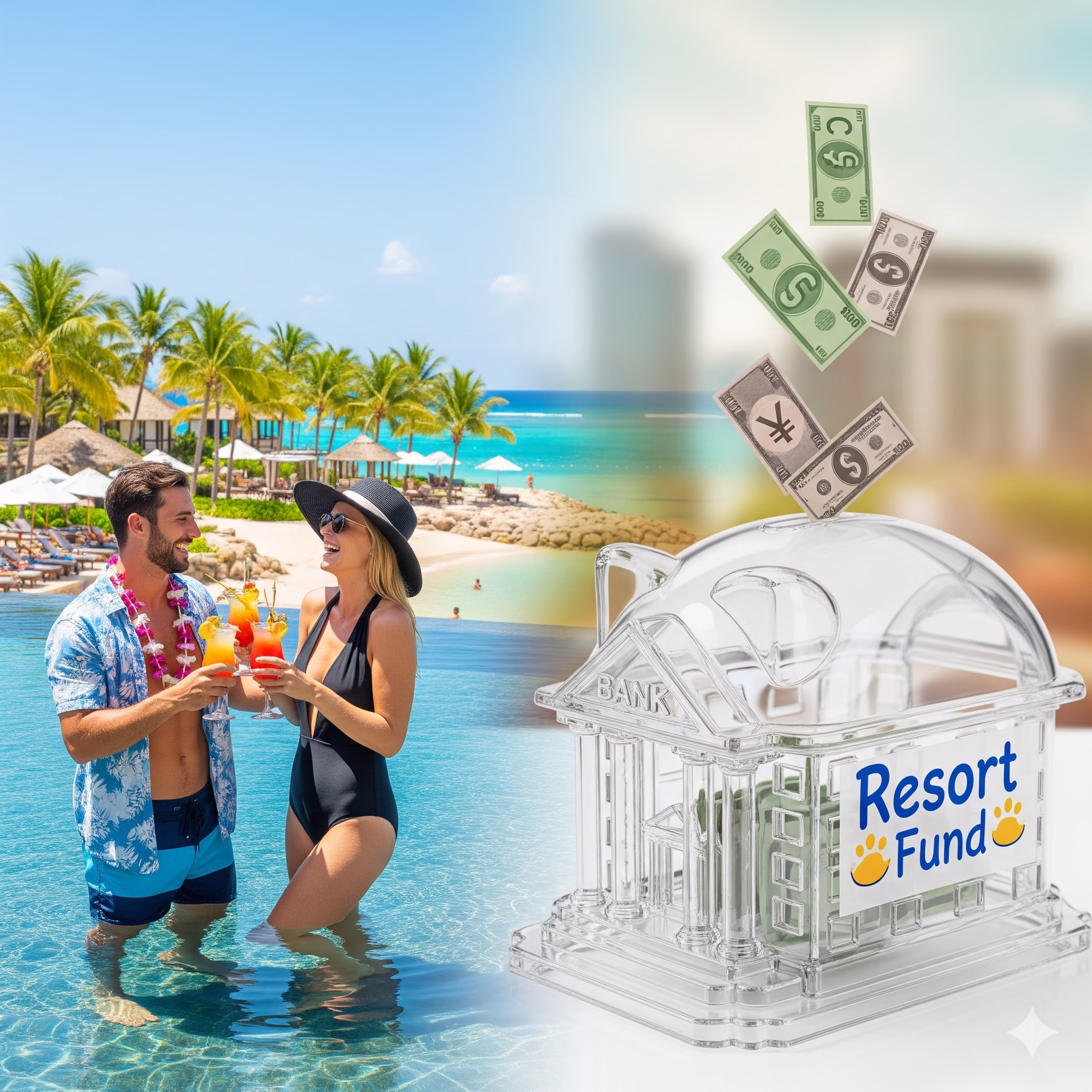 Couple saving money for next resort trip